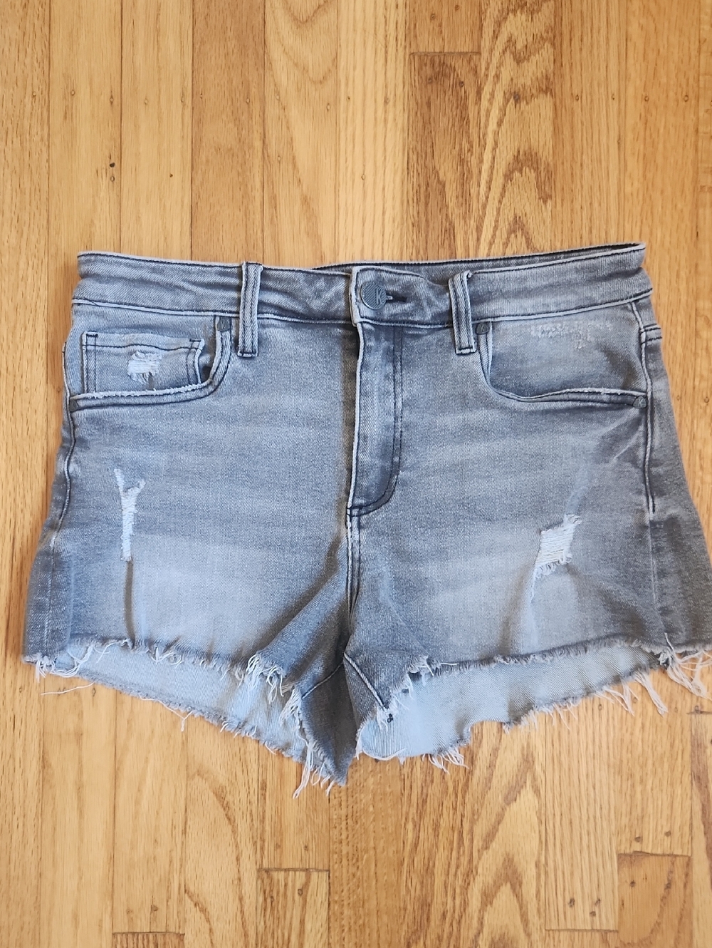 Light Gray Distressed Denim Shorts